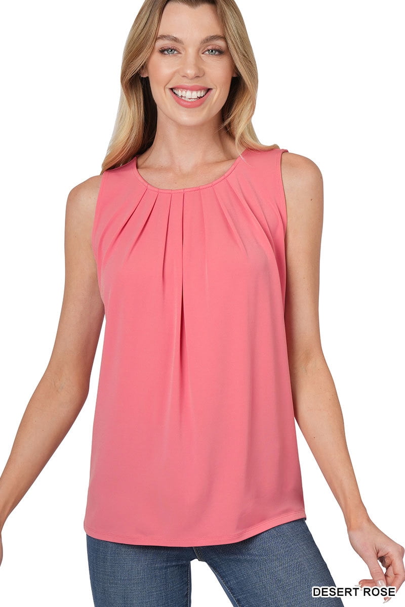 Twisted Pleat Detail Round Neck Women's Top main image 1