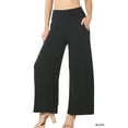 thumbnail image 1 of Zenana Women & Plus Smocked Wide Waistband Flared Bottom Casual Lounge Gaucho Pants, 1 of 4