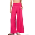 thumbnail image 1 of Zenana Women & Plus Smocked Wide Waistband Flared Bottom Casual Lounge Gaucho Pants, 1 of 4