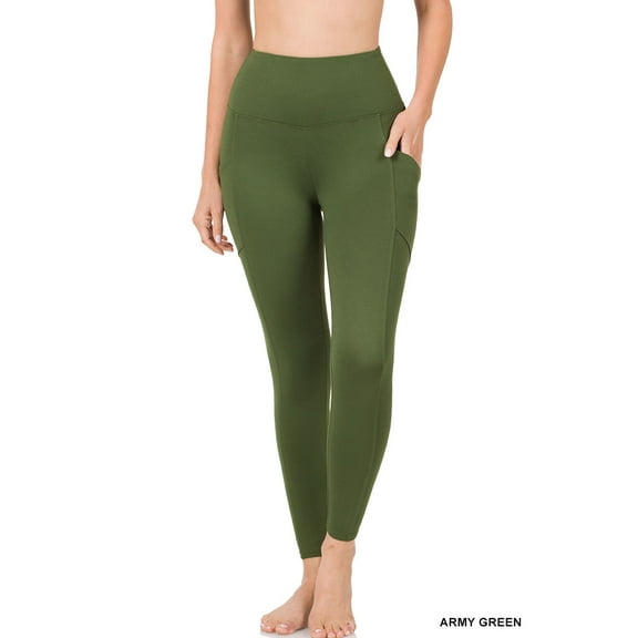 Zenana Women & Plus Soft Wide Waistband Active Fitness Tight Yoga Leggings with Pockets (Single & Multi-Packs Available)