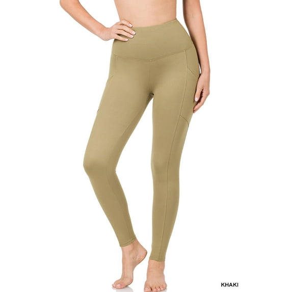 Zenana Women & Plus Soft Wide Waistband Active Fitness Tight Yoga Leggings with Pockets (Single & Multi-Packs Available)
