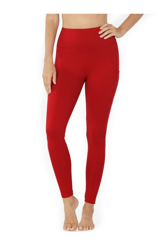 Women & Plus Soft Wide Waistband Active Fitness Tight Yoga Leggings with Pockets (Single & Multi-Packs Available)