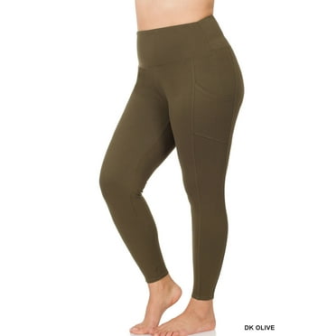 Zenana Women & Plus Soft Wide Waistband Active Fitness Tight Yoga Leggings with Pockets (Single & Multi-Packs Available)