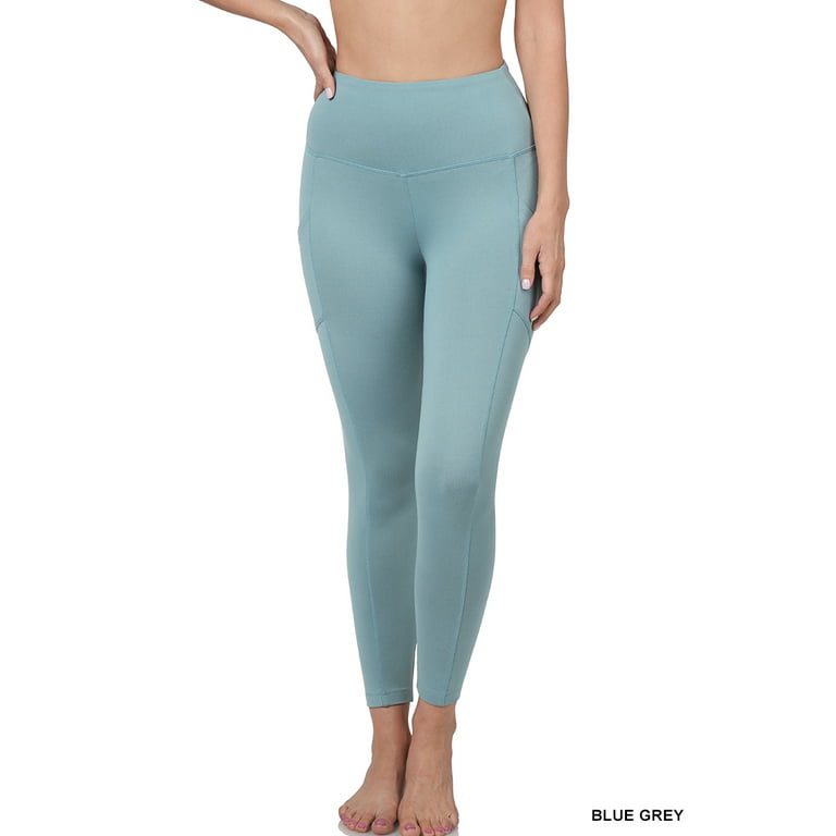 1X 2X 3X Athletic Fabric Wide Waist / Premium Cotton Long Yoga Leggings  Pockets
