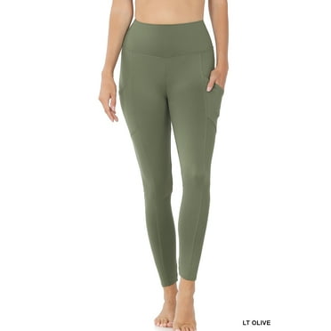 Zenana Women & Plus Soft Wide Waistband Active Fitness Tight Yoga Leggings with Pockets (Single & Multi-Packs Available)
