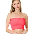 thumbnail image 1 of Zenana Women & Plus Strapless Ruched Smocked Tube Bandeau Bra Top, 1 of 5