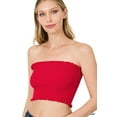 thumbnail image 1 of Zenana Women & Plus Strapless Ruched Smocked Tube Bandeau Bra Top, 1 of 5