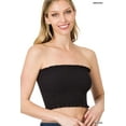 thumbnail image 1 of Zenana Women & Plus Strapless Ruched Smocked Tube Bandeau Bra Top, 1 of 5