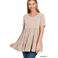 thumbnail image 1 of Zenana Women & Plus Summer Casual Short Sleeve Tiered Ruffle Tunic Peplum Tank Top, 1 of 4
