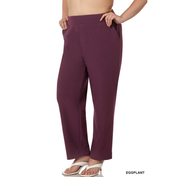 Zenana Women & Plus Super Stretch Banded Waist Pull-On Office Business Dress Pants with Pockets