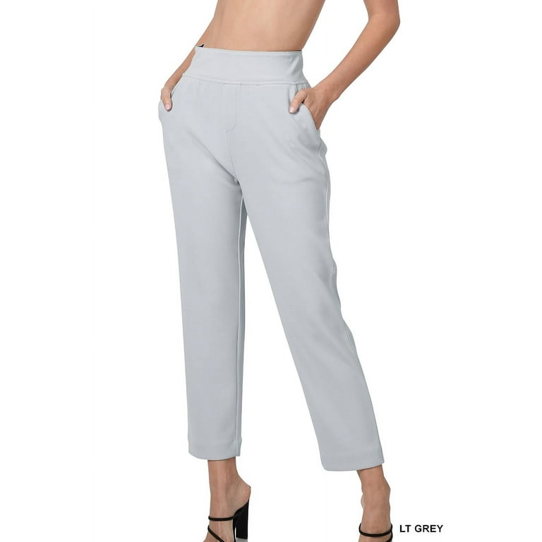 Grey Pull On Stretch Dress Pants With Seam · Filly Flair