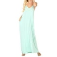 thumbnail image 1 of Zenana Women & Plus V-Neck Draped Jersey Beach Summer Cami Long Maxi Dress with Side Pockets, 1 of 5