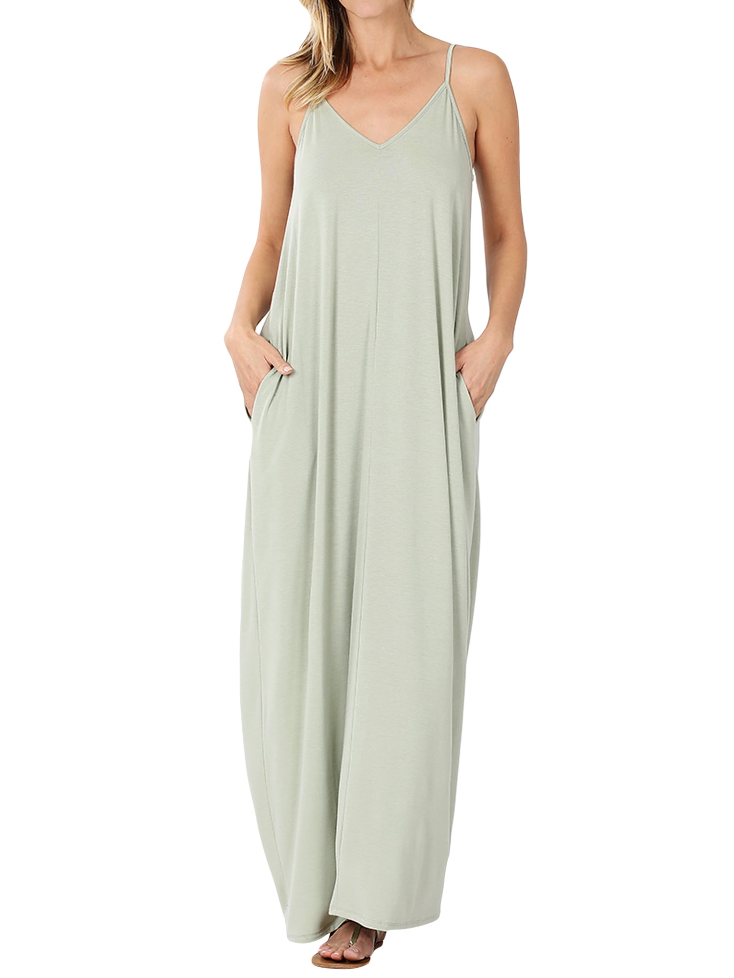 Zenana Woven Arc Hem Cami Dress With Flowy Pockets main image 1