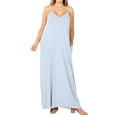 thumbnail image 1 of Zenana Women & Plus V-Neck Draped Jersey Beach Summer Cami Long Maxi Dress with Side Pockets, 1 of 5
