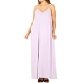 thumbnail image 1 of Zenana Women & Plus V-Neck Draped Jersey Beach Summer Cami Long Maxi Dress with Side Pockets, 1 of 5