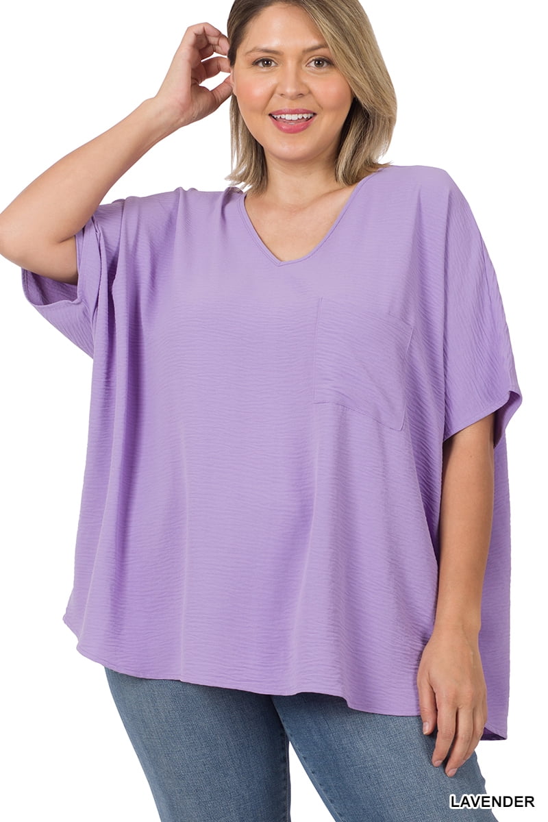 Zenana Women's Relaxed Fit Top With Rolled Sleeves & Hi-Low Hem