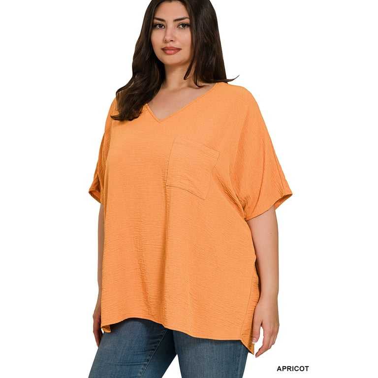 Zenana Women's Plus Size XL V Neck Shirt, Woven Airflow Zenana Women's Plus Size XL V Neck Shirt, Woven Airflow