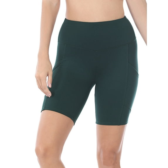 Zenana Women & Plus Workout Yoga Running Compression Exercise Biker Shorts with Side Pockets