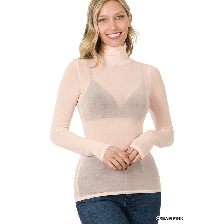 Zenana Women Sheer Long Sleeve Sexy Mesh Turtleneck Blouse Zenana Women Sheer Long Sleeve Sexy Mesh Turtleneck Blouse