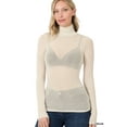 thumbnail image 1 of Zenana Women Sheer Long Sleeve Sexy Mesh Turtleneck Blouse Shirt Top, 1 of 6