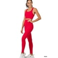 thumbnail image 1 of Zenana Women's Athletic Racerback Cropped Tank Tops & Leggings Workout Activewear Set, 1 of 5