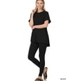 thumbnail image 1 of Zenana Women's Brushed DTY Microfier Round Neck Short Sleeve Hi-Low Hem & Full Length Leggings Loungewear Set, 1 of 2