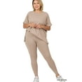 thumbnail image 1 of Zenana Women's Brushed DTY Microfier Round Neck Short Sleeve Hi-Low Hem & Full Length Leggings Loungewear Set, 1 of 4