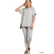 Zenana Women's V-Neck Short Sleeve & Leggings Comfy Loungewear Activewear Set