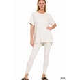 thumbnail image 1 of Zenana Women's Brushed DTY Microfier Round Neck Short Sleeve Hi-Low Hem & Full Length Leggings Loungewear Set, 1 of 6
