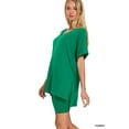 thumbnail image 1 of Zenana Women's Brushed DTY Microfier V-Neck Short Sleeve Hi-Low Hem & Biker Short Loungewear Set, 1 of 3
