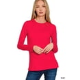 thumbnail image 1 of Zenana Women's Brushed Microfiber Lightweight Round Neck Long Sleeve Tee Shirts Top, 1 of 4