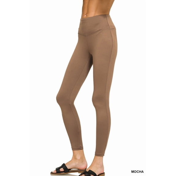 Zenana Women's Brushed Microfiber Wide Waistband Full-Length Leggings – Regular & Plus Size