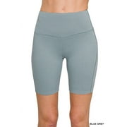 ZENANA Women’s Brushed Wide Waistband Biker Regular Size Shorts – Soft & Stretchy Everyday Comfort