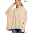 thumbnail image 1 of Zenana Women's Casual Brushed Melange Cowl Neck Irregular Hem Oversized Batwing Long Sleeve Poncho Light Sweater, 1 of 5