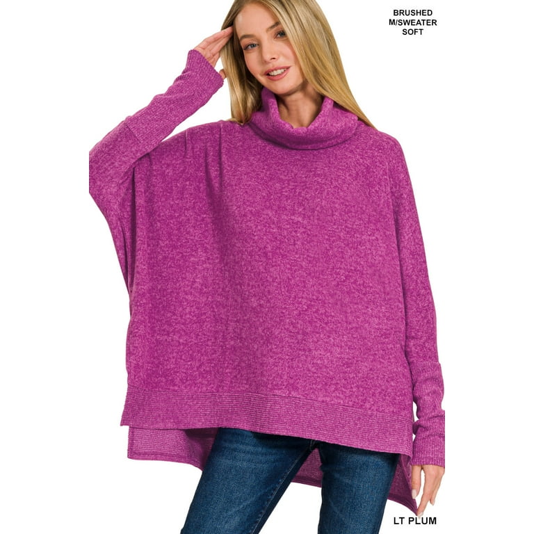 Zenana Women's Casual Brushed Melange Cowl Neck Irregular Zenana Women's Casual Brushed Melange Cowl Neck Irregular