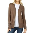 thumbnail image 1 of Zenana Women's Classic Front V-Neck Thin Snap Button Down Long Sleeve Ribbed Knit Cardigan, 1 of 4