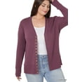 thumbnail image 1 of Zenana Women's Classic Front V-Neck Thin Snap Button Down Long Sleeve Ribbed Knit Cardigan, 1 of 5
