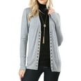thumbnail image 1 of Zenana Women's Classic Front V-Neck Thin Snap Button Down Long Sleeve Ribbed Knit Cardigan, 1 of 4