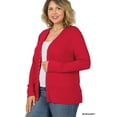thumbnail image 1 of Zenana Women's Classic Front V-Neck Thin Snap Button Down Long Sleeve Ribbed Knit Cardigan, 1 of 4