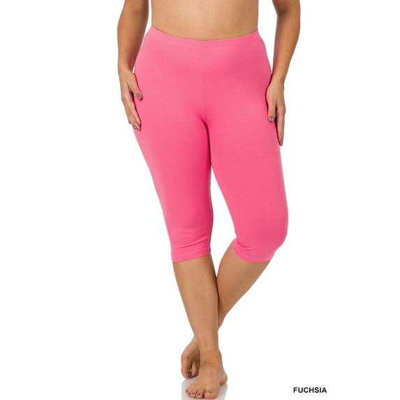 Zenana Women's Essential Basic Cotton Spandex Stretch Below Knee Length 15" Leggings