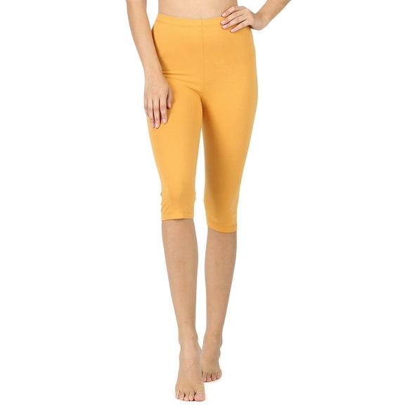 Zenana Women's Essential Basic Cotton Spandex Stretch Below Knee Length 15" Leggings