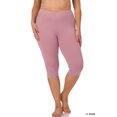 thumbnail image 1 of Zenana Women's Essential Basic Cotton Spandex Stretch Below Knee Length 15" Leggings, 1 of 4