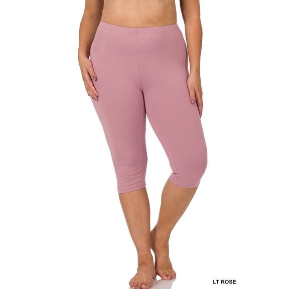 Zenana Women's Essential Basic Cotton Spandex Stretch Below Knee Length 15" Leggings