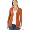 thumbnail image 1 of Zenana Women's Front V-Neck Classic Thin Snap Button Down 3/4 Sleeve Ribbed Knit Cardigan, 1 of 4