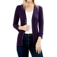 thumbnail image 1 of Zenana Women's Front V-Neck Classic Thin Snap Button Down 3/4 Sleeve Ribbed Knit Cardigan, 1 of 4