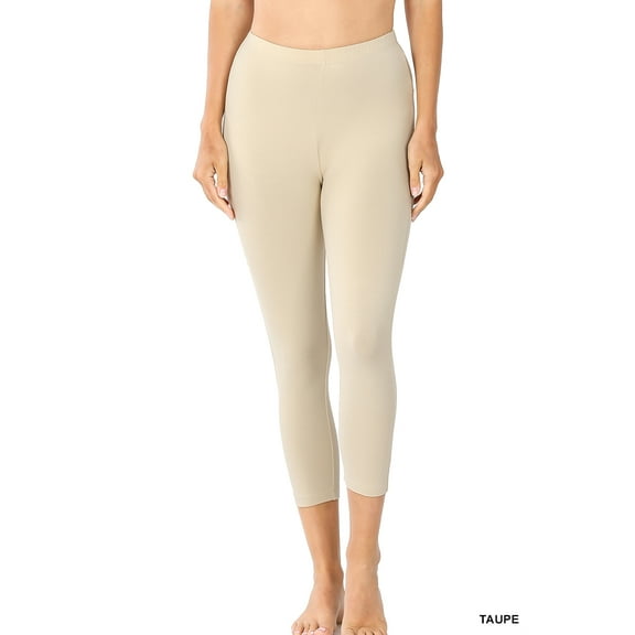 Zenana Women's High Waist Capri Length Premium Thick Cotton Leggings