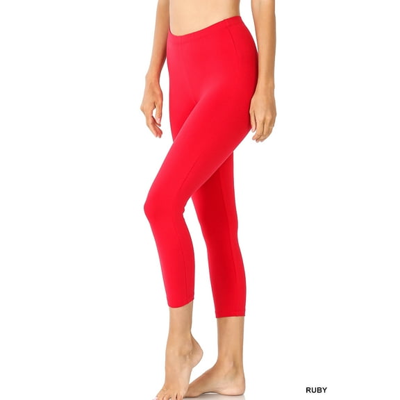 Zenana Women's High Waist Capri Length Premium Thick Cotton Leggings
