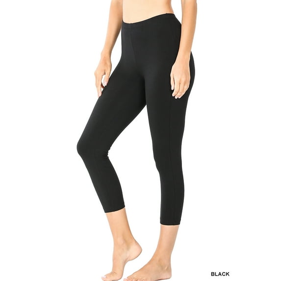 Zenana Women's High Waist Capri Length Premium Thick Cotton Leggings