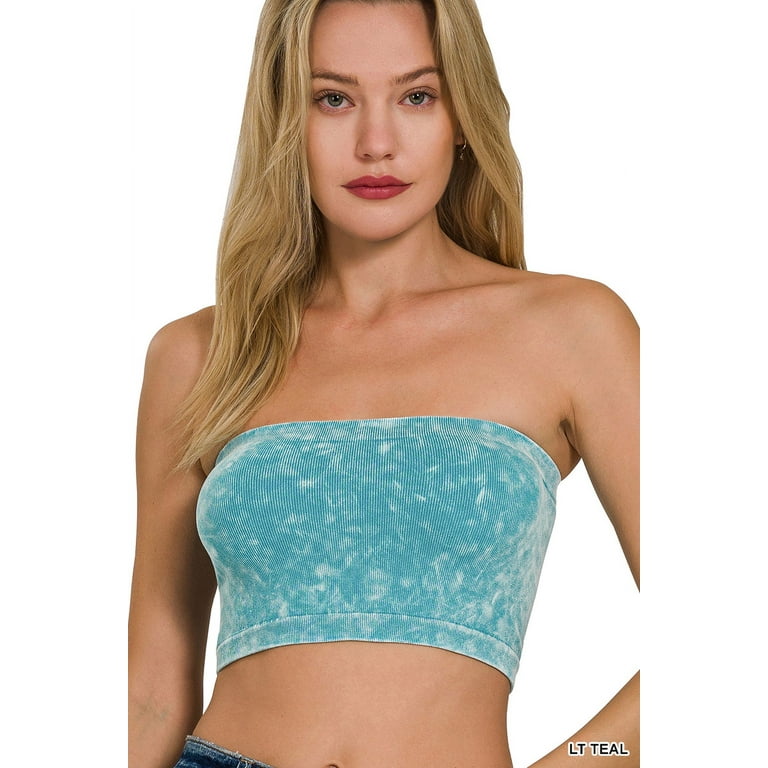 【PORTERNA】Bari Tube Top Set Zenana Women's Narrow Pattern Knit Washed Ribbed Bandeau