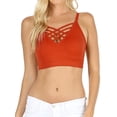 thumbnail image 1 of Zenana Women's & Plus Front V-Lattice Bralette Sports Bra with Adjustable Straps and Removable Bra Pads, 1 of 3